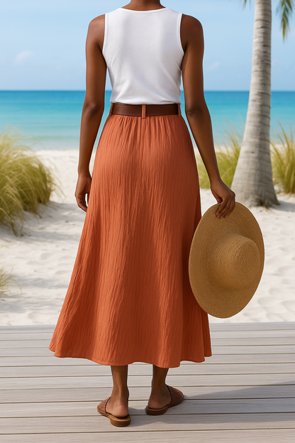Annalise | Summer Long Skirt with Button Closure for Women