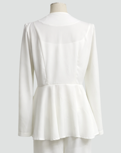 Chic Women's Blazer Set with Trousers and Crop Top