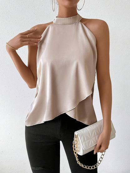 Anjelina | Elegant Satin Top with High Neck