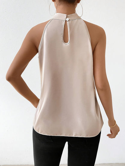 Anjelina | Elegant Satin Top with High Neck