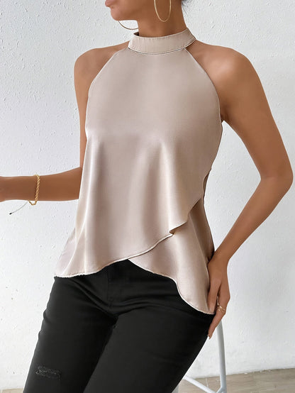 Anjelina | Elegant Satin Top with High Neck