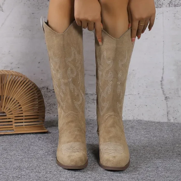 Trendy Women's Cowboy Boots with Low Heel