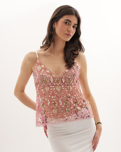 Sequin Party Top With Spaghetti Straps For Women