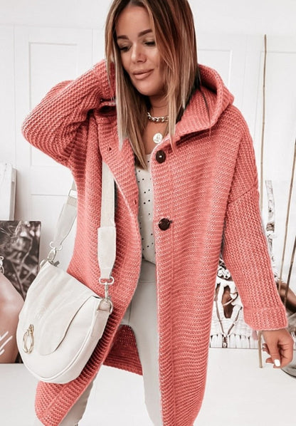 Luxury Long Oversized Women's Cardigan With Hood