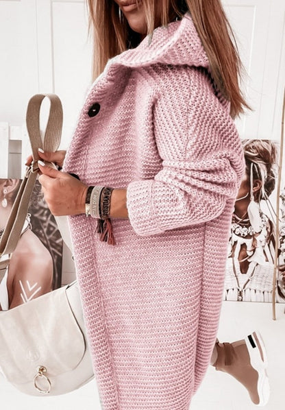 Luxury Long Oversized Women's Cardigan With Hood