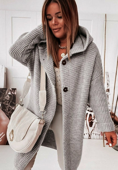 Luxury Long Oversized Women's Cardigan With Hood