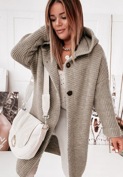Luxury Long Oversized Women's Cardigan With Hood