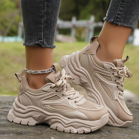 Comfortable Women's Sneakers With Breathable Mesh And Thick Sole