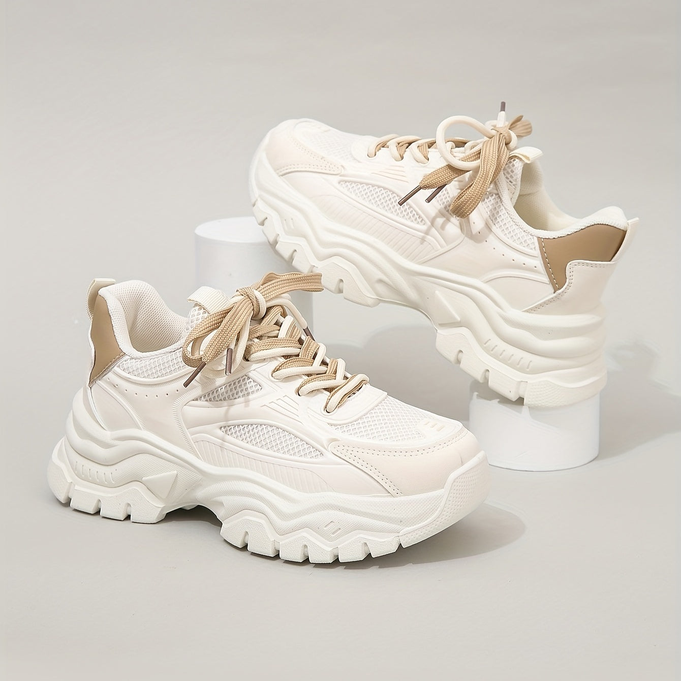 Comfortable Women's Sneakers With Breathable Mesh And Thick Sole