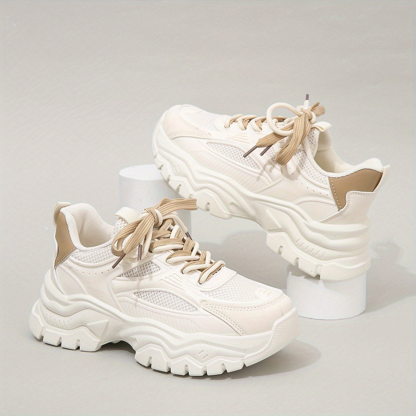 Comfortable Women's Sneakers With Breathable Mesh And Thick Sole