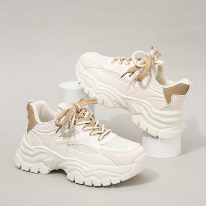 Comfortable Women's Sneakers With Breathable Mesh And Thick Sole
