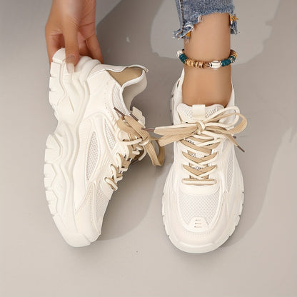 Comfortable Women's Sneakers With Breathable Mesh And Thick Sole