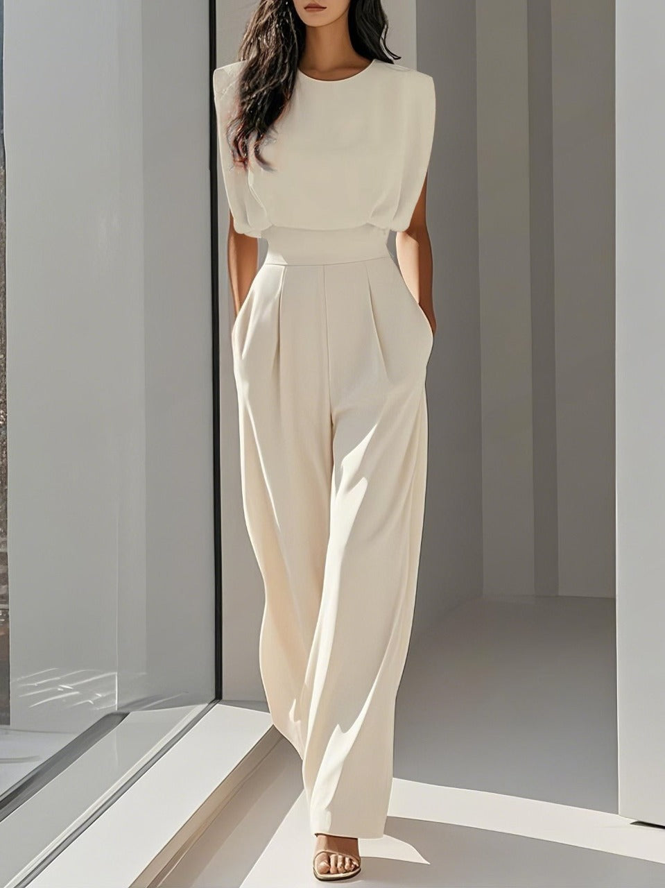 Elegant Sleeveless Jumpsuit With Wide Legs