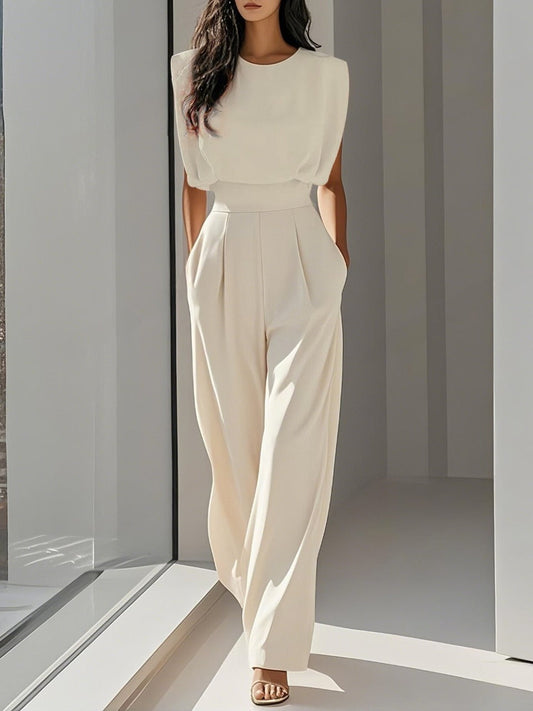 Elegant Sleeveless Jumpsuit With Wide Legs