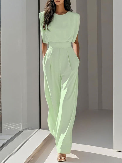Elegant Sleeveless Jumpsuit With Wide Legs