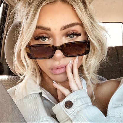 Macella | Retro Rectangular Sunglasses with Tortoise Frame