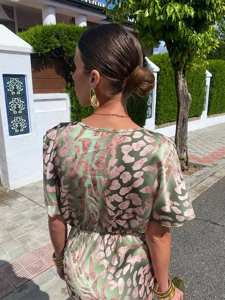 Midi Dress With Wrap Detail And Short Sleeves