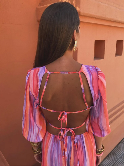 Rhory | Colorful Tie-Dye Cut-out Maxi Dress