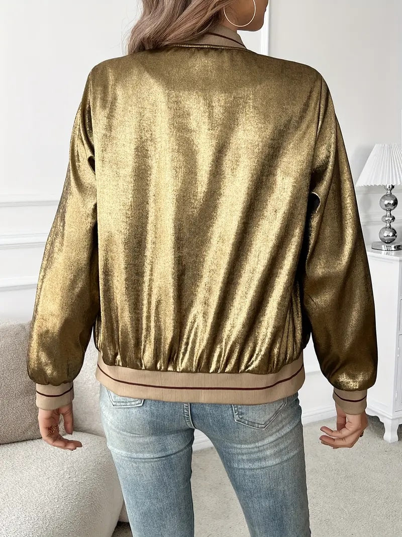 Tissa | Metallic Bomber Jacket
