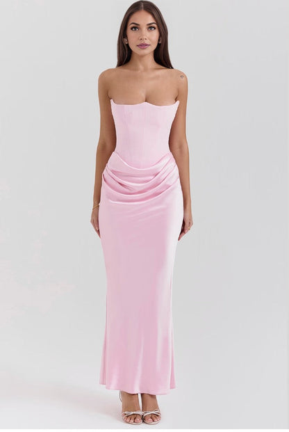 Abriana | Luxury Strapless Satin Evening Dress