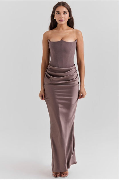Abriana | Luxury Strapless Satin Evening Dress