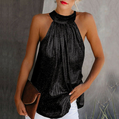 Tania | Elegant Halter Glitter Top