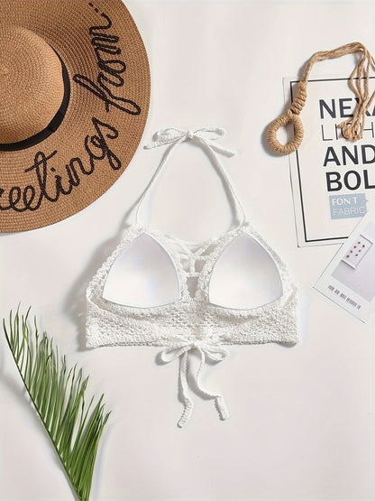 Laurine | Crocheted Bikini Top with Halter Neck