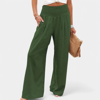 Carola | Airy Linen Women's Pants with Elastic Waist