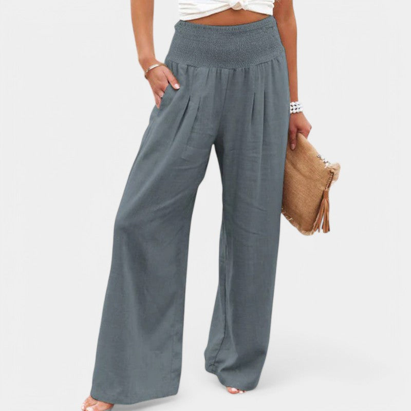 Carola | Airy Linen Women's Pants with Elastic Waist