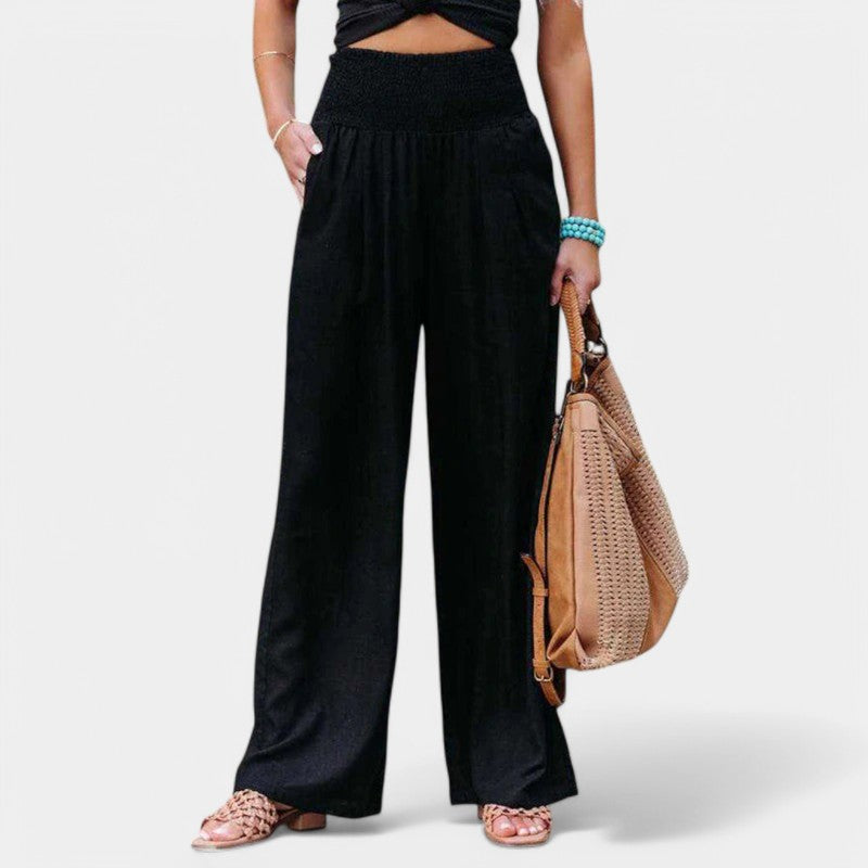 Carola | Airy Linen Women's Pants with Elastic Waist