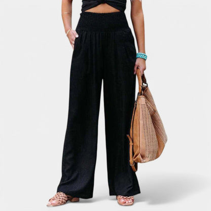 Carola | Airy Linen Women's Pants with Elastic Waist