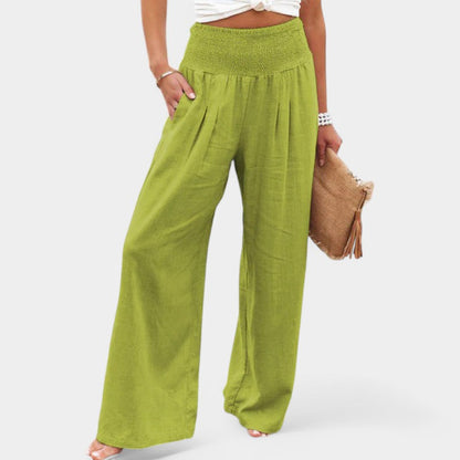 Carola | Airy Linen Women's Pants with Elastic Waist