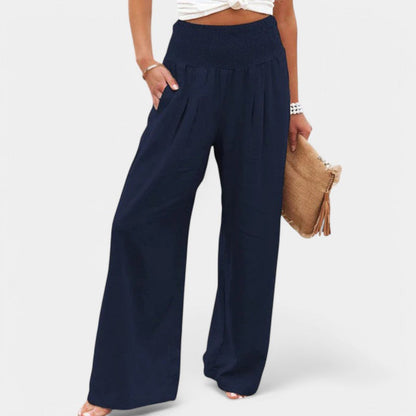 Carola | Airy Linen Women's Pants with Elastic Waist