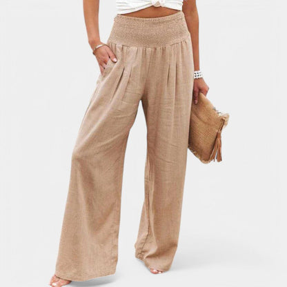 Carola | Airy Linen Women's Pants with Elastic Waist