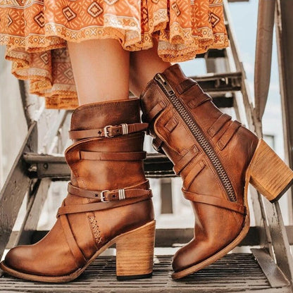 Zahra | Tough Leather Cowboy Ankle Boots