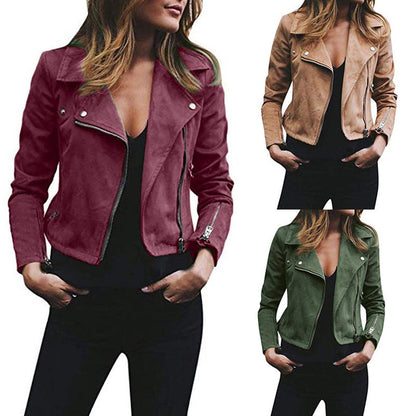 Desiree | Suede Look Biker Jacket