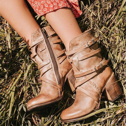 Zahra | Tough Leather Cowboy Ankle Boots