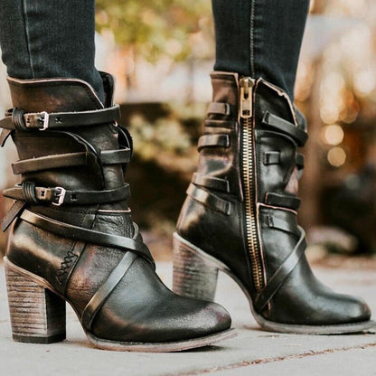 Zahra | Tough Leather Cowboy Ankle Boots