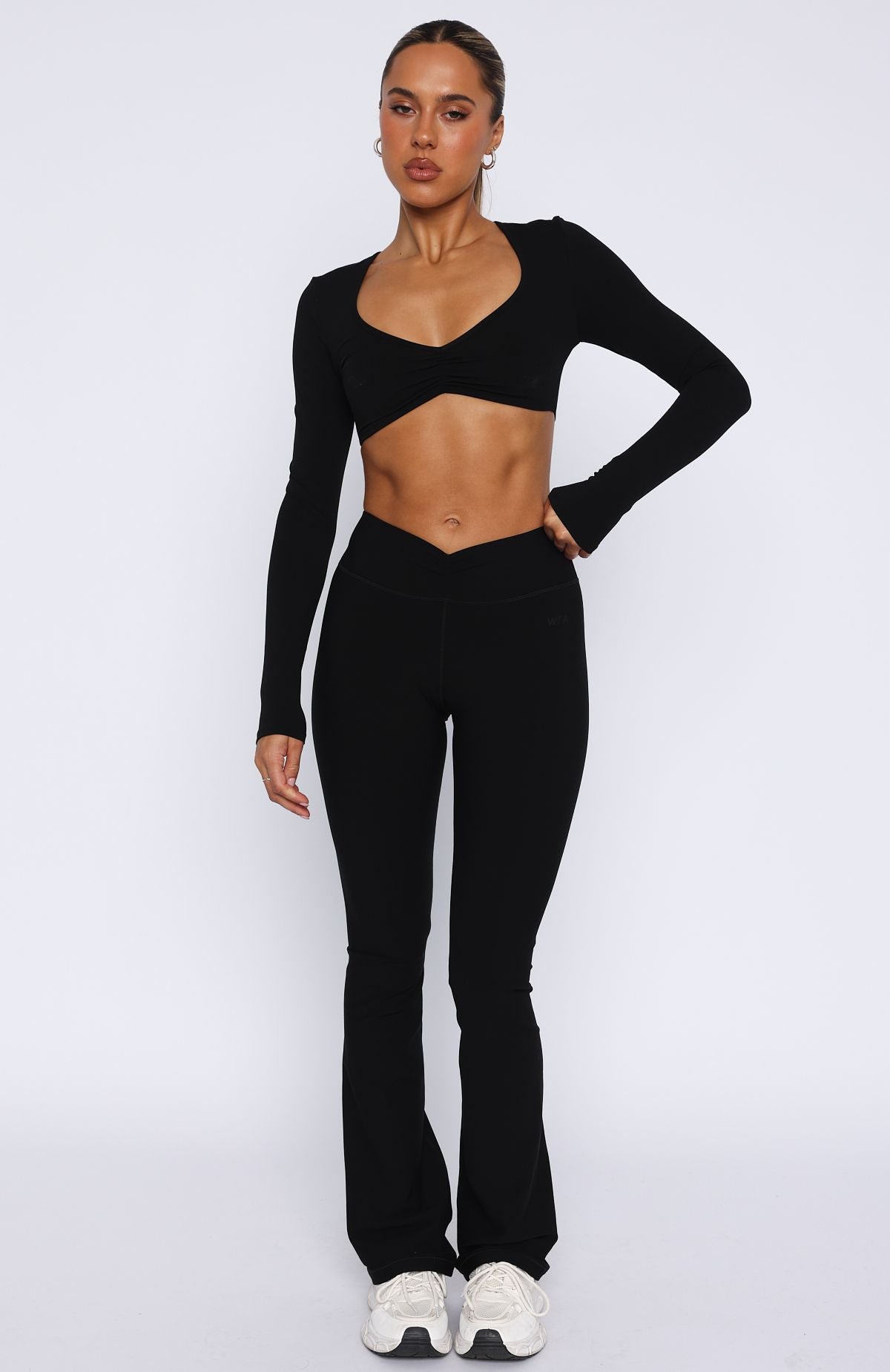 Stylish Black Women's Flared Leggings With High Waist