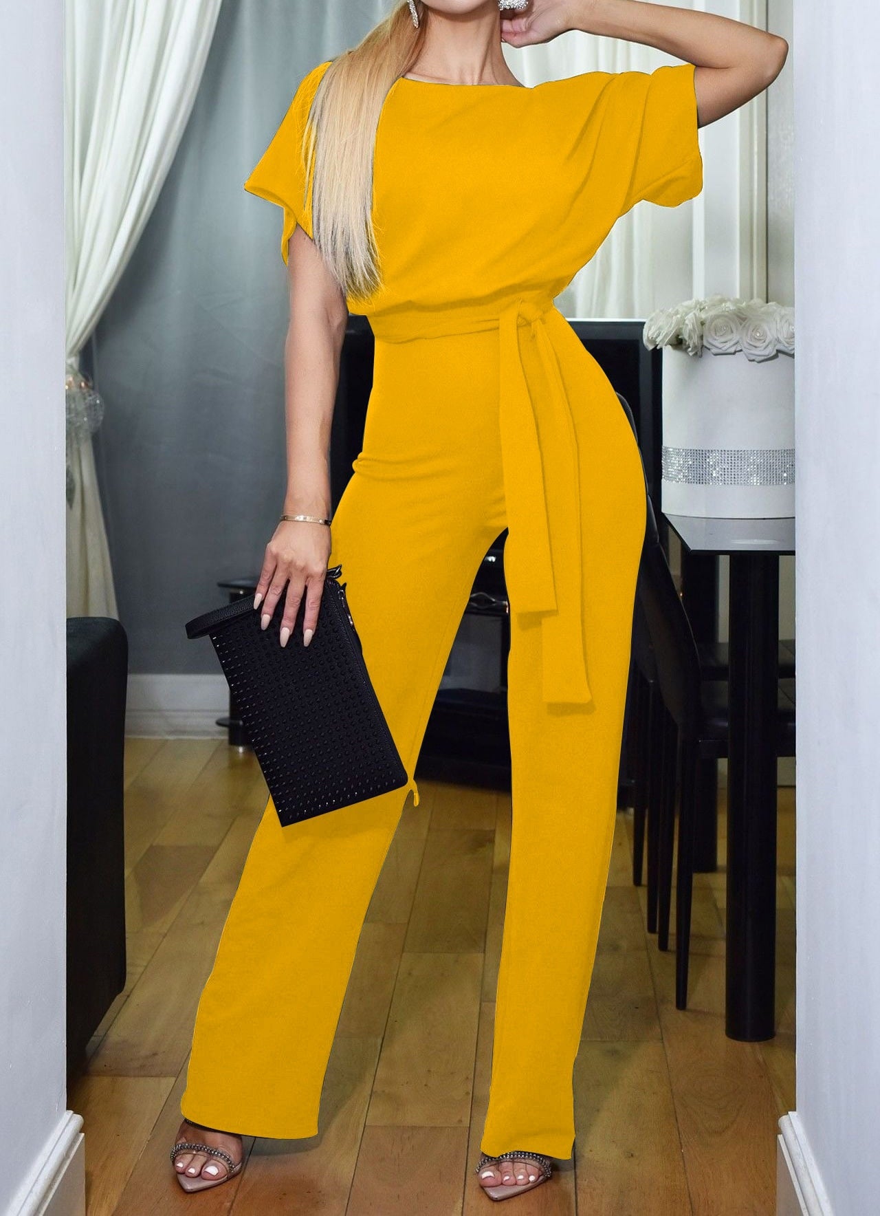 Comfortable Women's Wide Leg Jumpsuit With Waistband
