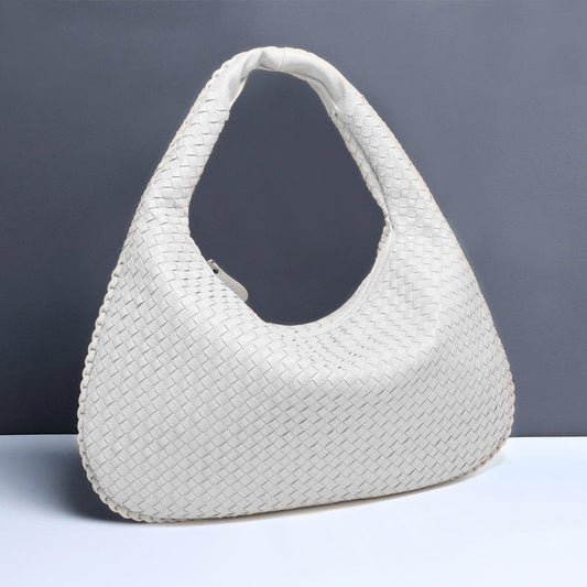 Beige Elegant Women's Handbag with Woven Design