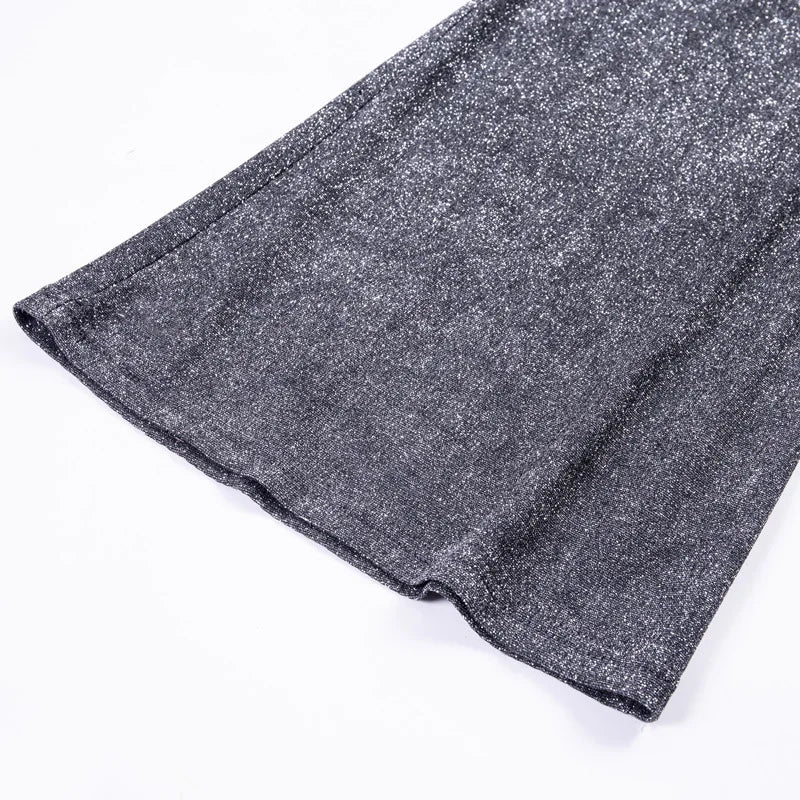 Luxury Glittering Women's Pants with High Waist