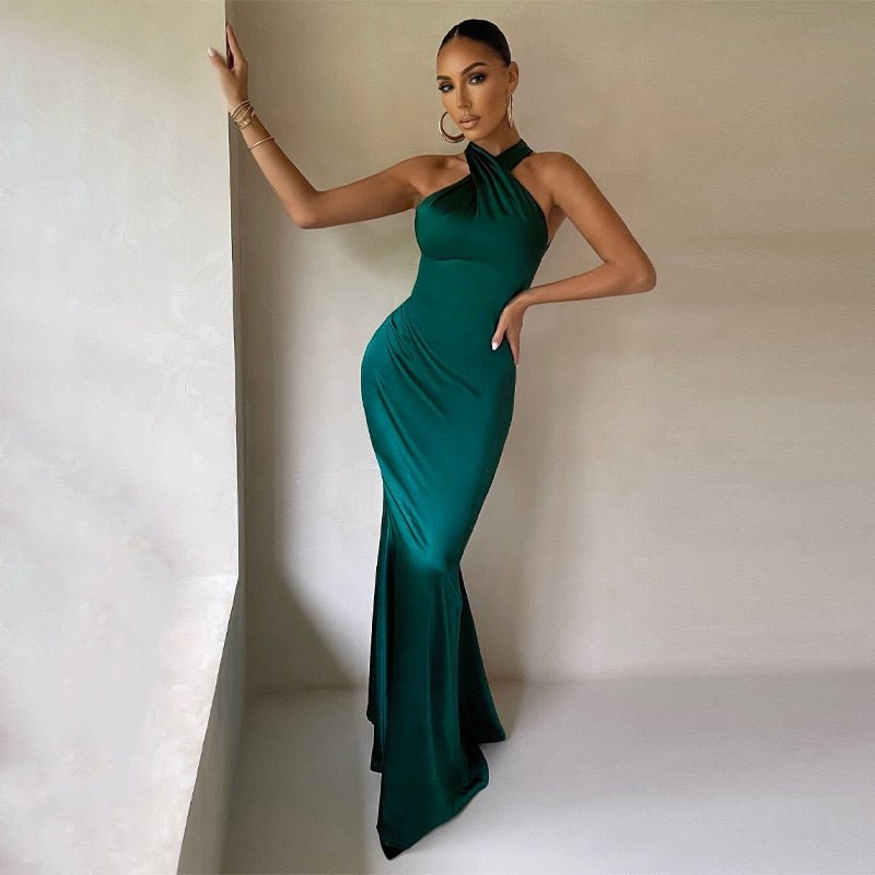 Idena| Halter Evening Gown Gala Dress with Elegant Draping