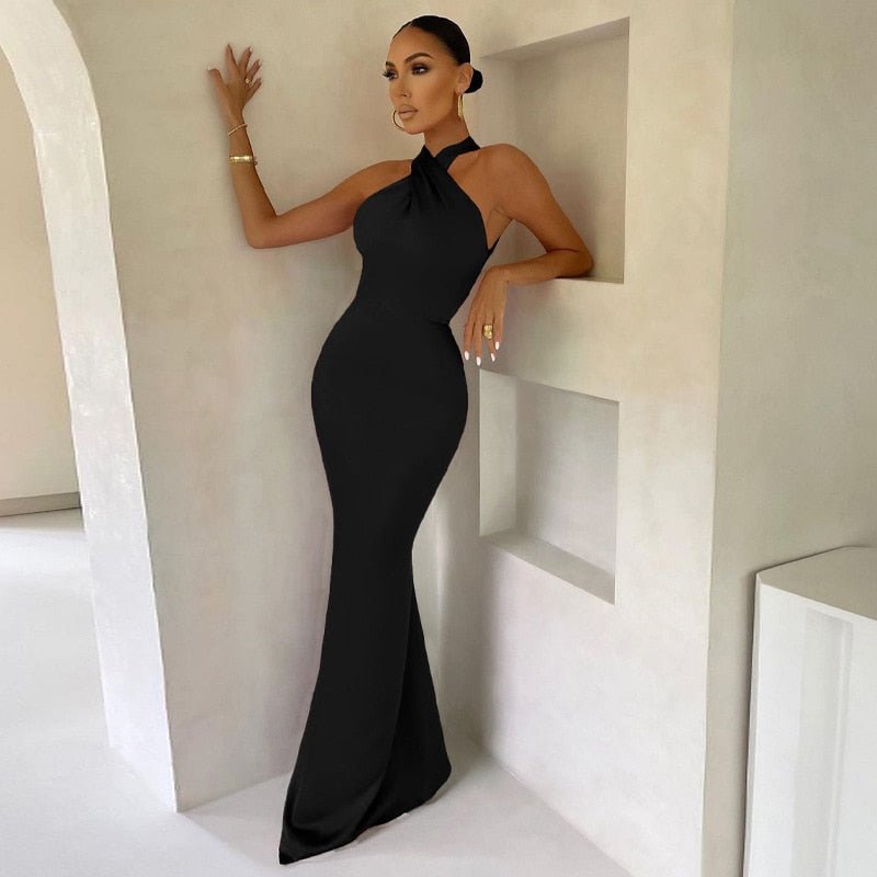 Idena| Halter Evening Gown Gala Dress with Elegant Draping
