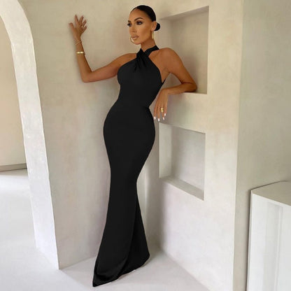 Idena| Halter Evening Gown Gala Dress with Elegant Draping