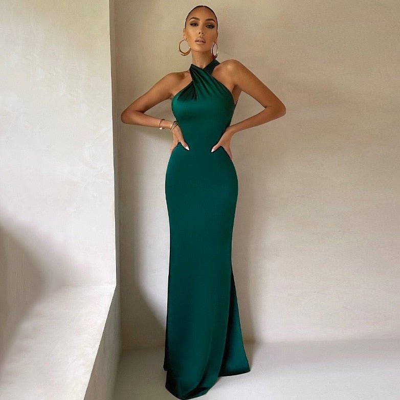 Idena| Halter Evening Gown Gala Dress with Elegant Draping