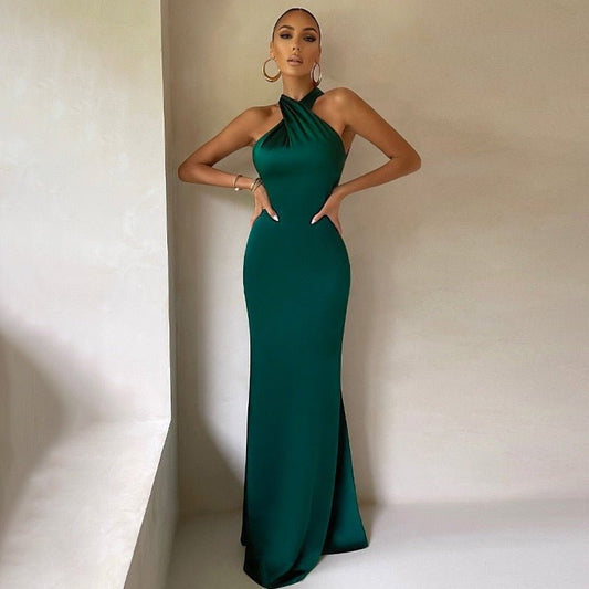 Idena| Halter Evening Gown Gala Dress with Elegant Draping