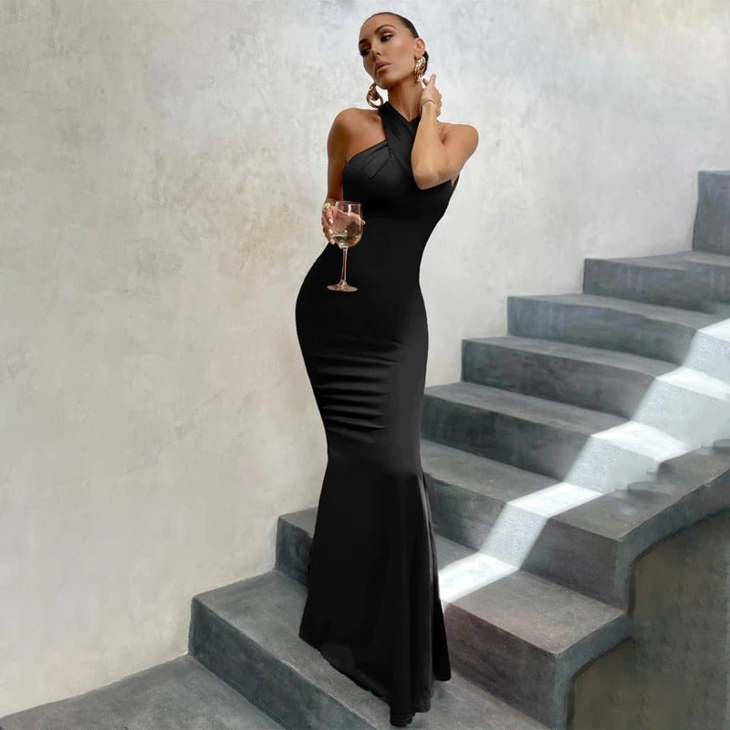 Idena| Halter Evening Gown Gala Dress with Elegant Draping