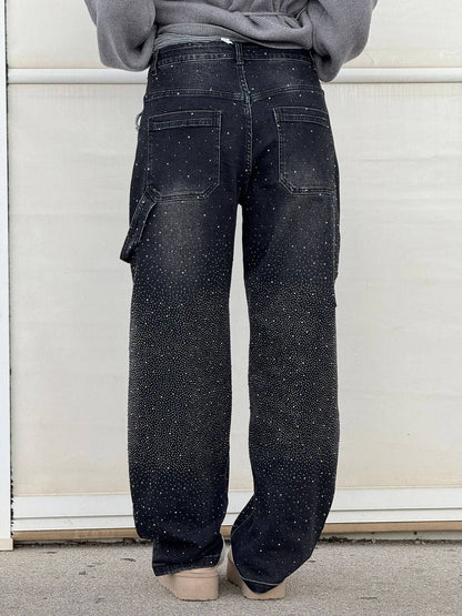 Trendy Shiny Women's Jeans with Wide Legs
