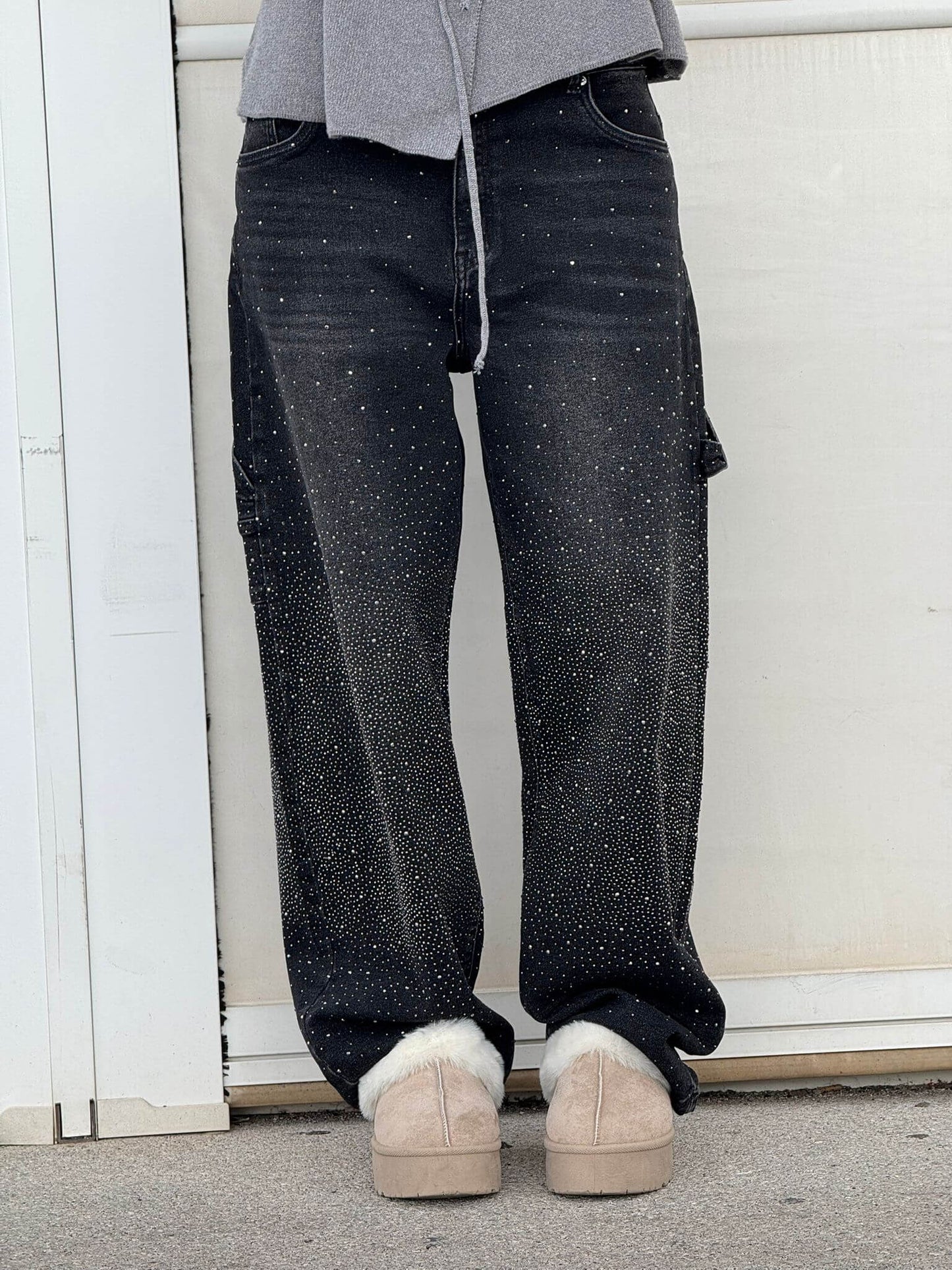 Trendy Shiny Women's Jeans with Wide Legs